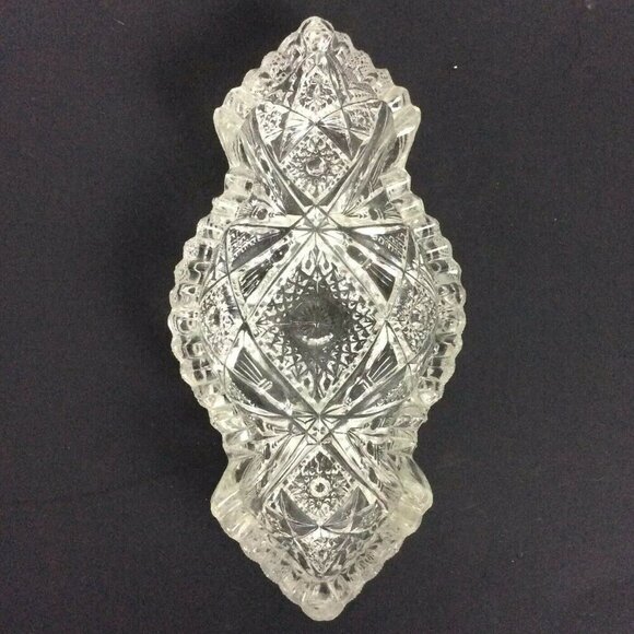 Vintage Sawtooth Edge Clear Glass Oval Relish Dish Bowl For Candy Nuts Olives - Picture 4 of 5